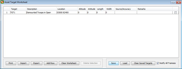 ∆ Image VBS2Fires_30: Fires Target Worksheet for Asset 20 Window